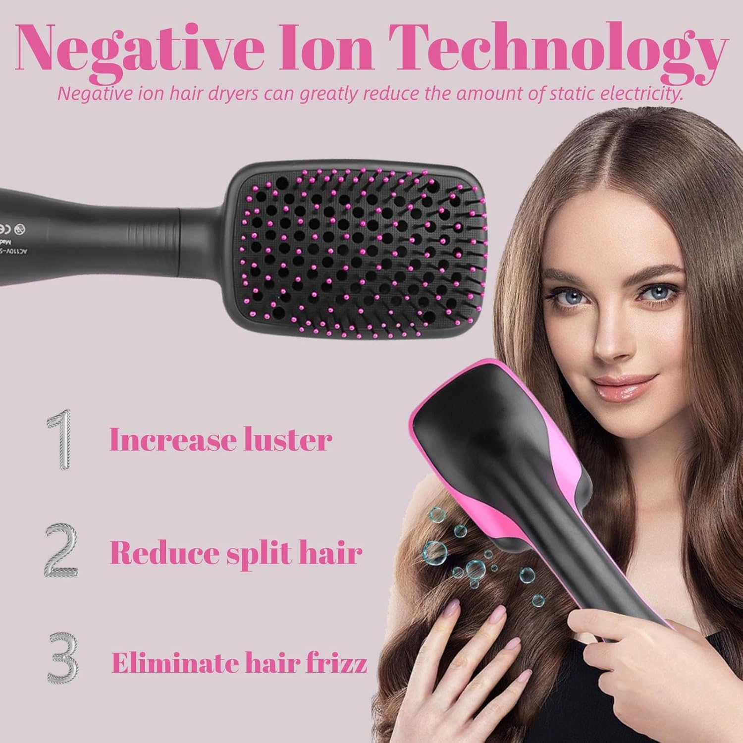 Jowenia One-Step Hair Dryer and Styler, 3 in 1 Negative Ion Blow Dryer Brush for Smooth, Frizz Free Results for All Hair TypeS