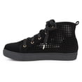 thumbnail image 3 of Womens Faux Leather High-top Lace-up Laser-cut Sneakers, 3 of 8