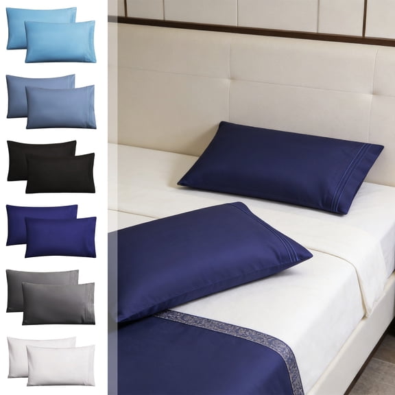 Nkmbld Pillowcases King Size Set of 2, Summer Cooling Pillow Case Covers with Envelope Closure, Ultra Soft Hotel Quality Pillowcase Covers, Blue