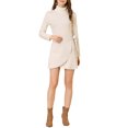 thumbnail image 2 of INSPIRE CHIC Women's Christmas Faux Suede Tie Waisted A-Line Wrap Short Mini Skirt M Beige, 2 of 7