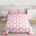 thumbnail image 2 of Manfei Girls Pink Ribbon Bedding Comforter Set, Cartoon Bowknot Bow-tie Twin Comforter Sets, Princess Love Heart Reversible Bedding Set, Microfiber Bedroom Decor, 2 Pieces, 2 of 8