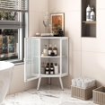 thumbnail image 2 of 22.25" Glass Corner Cabinet with Tempered Glass Door & Storage Shelves, 2-Tier Cabinet/Table Display Shelves with Free Standing Storage for Small Space, Living Room, Kitchen, Bedroom,White, 2 of 9