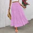 thumbnail image 2 of HBGVBA Women's Maxi Skirts,Casual Pleated Skirts,Solid Color High Waist Boho Style Elastic Waist Flowy Ruched Long Maxi Skirts, 2 of 5