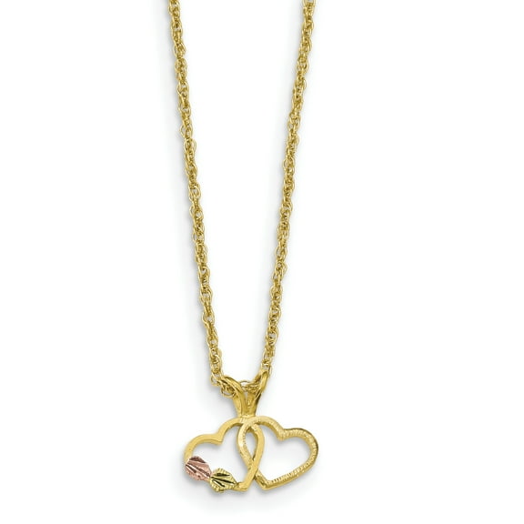 10k Tri-Color Black Hills Gold Double Heart Necklace