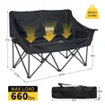 thumbnail image 4 of Slsy Heated Double Camping Chair, 2-Person Heated Folding Chairs for Outdoor Sports w/ 3 Heat Levels & 4 Heating Zones, Patio Lounge Chairs Folding Camping Chair Supports 550 lbs, 4 of 11