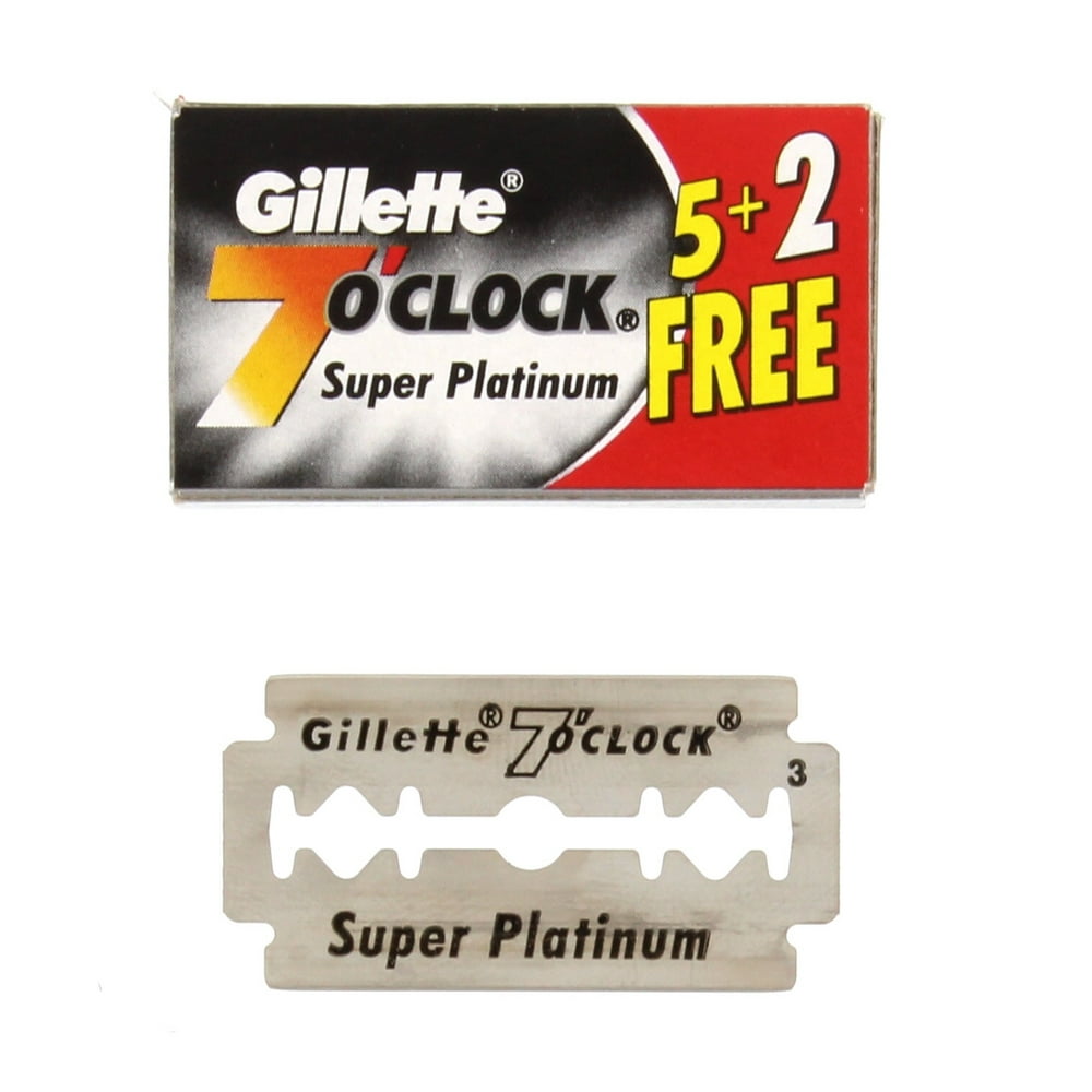 Gillette 7 O'Clock Super Platinum Double Edge Blades, Black (100 Blades