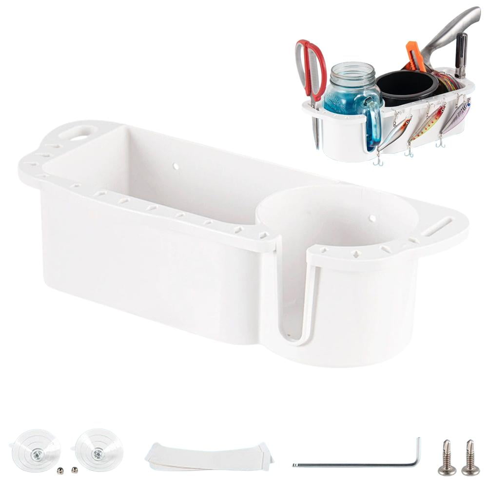OADUKQ Marine Storage Box ABS Fishing Tackle Organizer with Fast Boat Console and Kayak Deck Organization White 11.61 in