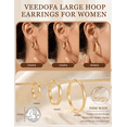thumbnail image 5 of VEEDOFA Gold Hoop Earrings for Women, Lightweight 14K Gold Plated Hoops, 20/30/40mm, 5 of 8