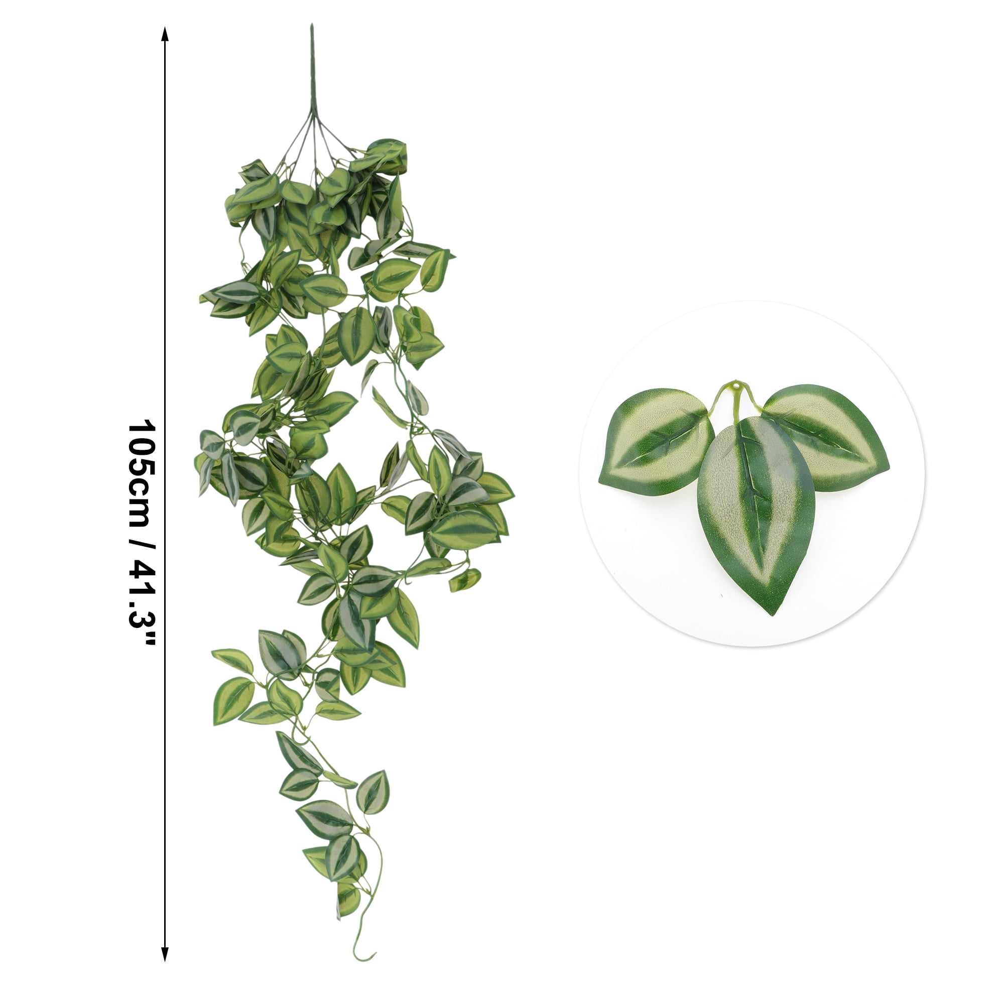 Unique Bargains 2pcs Fake Vines 41.34" Plastic Green Leaves Artificial Hanging Plants
