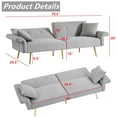 thumbnail image 4 of Aukfa 79" Futon Convertible Sofa Bed, Adjustable Arm, 2 Pillows&Side Pocket, Teddy Fleece, Gray, 4 of 10