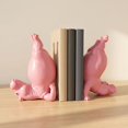 thumbnail image 3 of Yoga Hippo Bookends, Heavy Resin Animal Book Holders, Creative Yoga Hippo Statue, Three Colors (Pink), 2 Pcs, 3 of 5