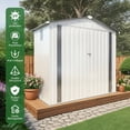 thumbnail image 5 of Aukfa 6x3.6 FT Outdoor Storage Shed with Lockable Door & Peaked Roof, Waterproof Garden Shed, Compact Metal Shed for Backyard, Patio, Bike & Tool Storage, White, 5 of 8