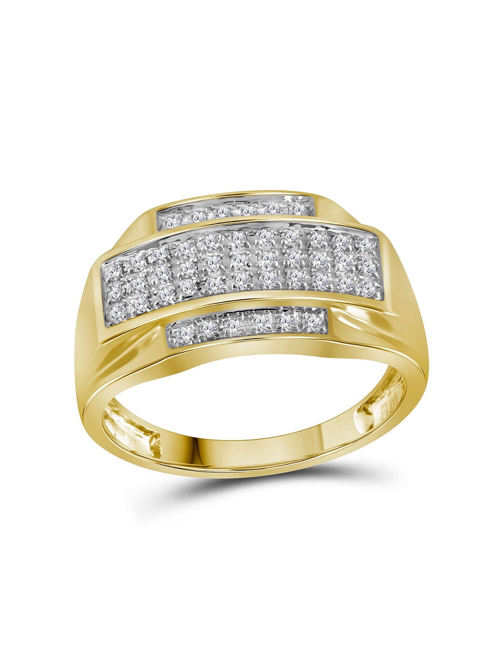 AA Jewels Solid 10k Yellow Gold Men�s Round Diamond