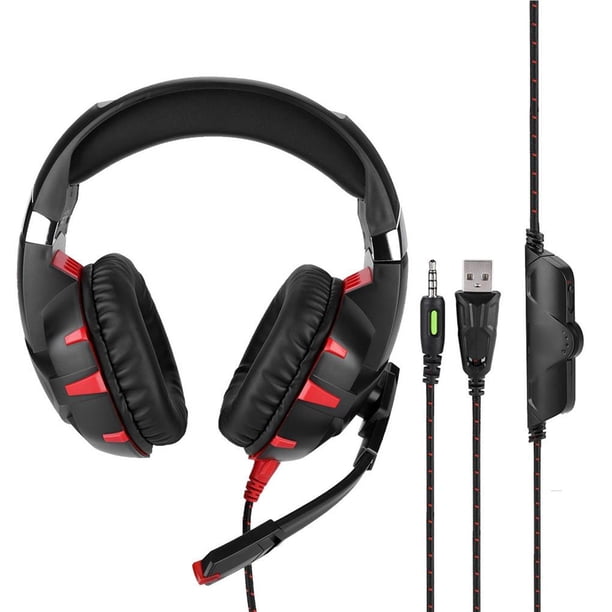 Auriculares Estéreo Usb Led De 3,5 Mm Auriculares Para Juegos De Pc Competitivos Bajos Con Micrófono Blackred Monstrate EL006507-00