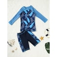 thumbnail image 3 of YONGHS Kids Boys 2 Piece Long Sleeve Swimsuit UPF 50+ Sun Protection Bathing Suit Swimwear Navy Blue Shark 2-3, 3 of 7