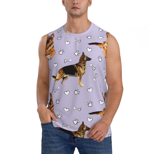 Balery German Shepherd Dog Camisetas sin mangas para hombre, absorbe la humedad y protege contra el mal olor.-X-Large