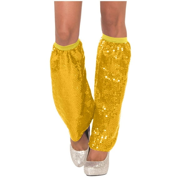 Dianli Leg Warmers Ladies Sequin Stage Performance Leg Warmers - Trendy Sock Set for Dance and Parties - Sparkling and Eye-Catching Design Gold