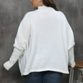 thumbnail image 5 of Spring Looks Good!DianGeFu Womens Long Sleeve T-Shirt with Super Soft Stretch Fabric Fall,Women's Fashion Large Size Loose Long Sleeve Choker Slit Pullover,White,Free Size, 5 of 5