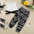 thumbnail image 4 of NZRVAWS Baby Girls Outfits 4 Years Baby Girls Letter Print Vest 5 Years Girls Pants 2Pcs Clothes Set,White, 4 of 8