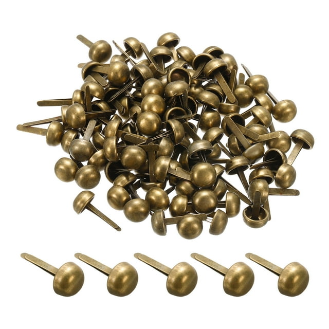Unique Bargains Attaches en Papier Rondes Mini Brads 8x16mm pour Bricolage Artistique, Ton Bronze Lot de 100