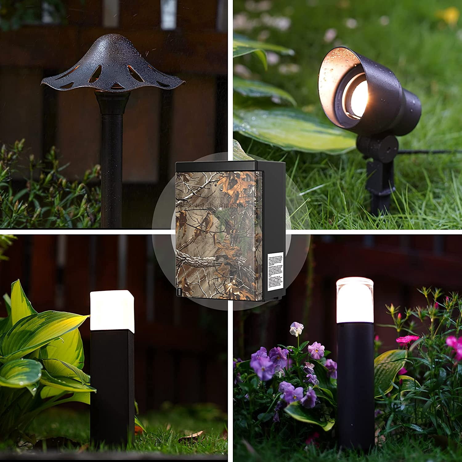 GOODSMANN Low Voltage Transformer 120W with Timer Photo Eye Outdoor Lighting  Transformer with Camo Pattern for Landscape Lights 120V AC to 12V AC 9111-12002-01A