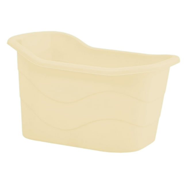 Siruishop Bath Bucket Bath Tub Storage Box Side Drainage Hole Ergonomic Bathroom Accessories Shower Basin for Newborn Boys Girls Yellow