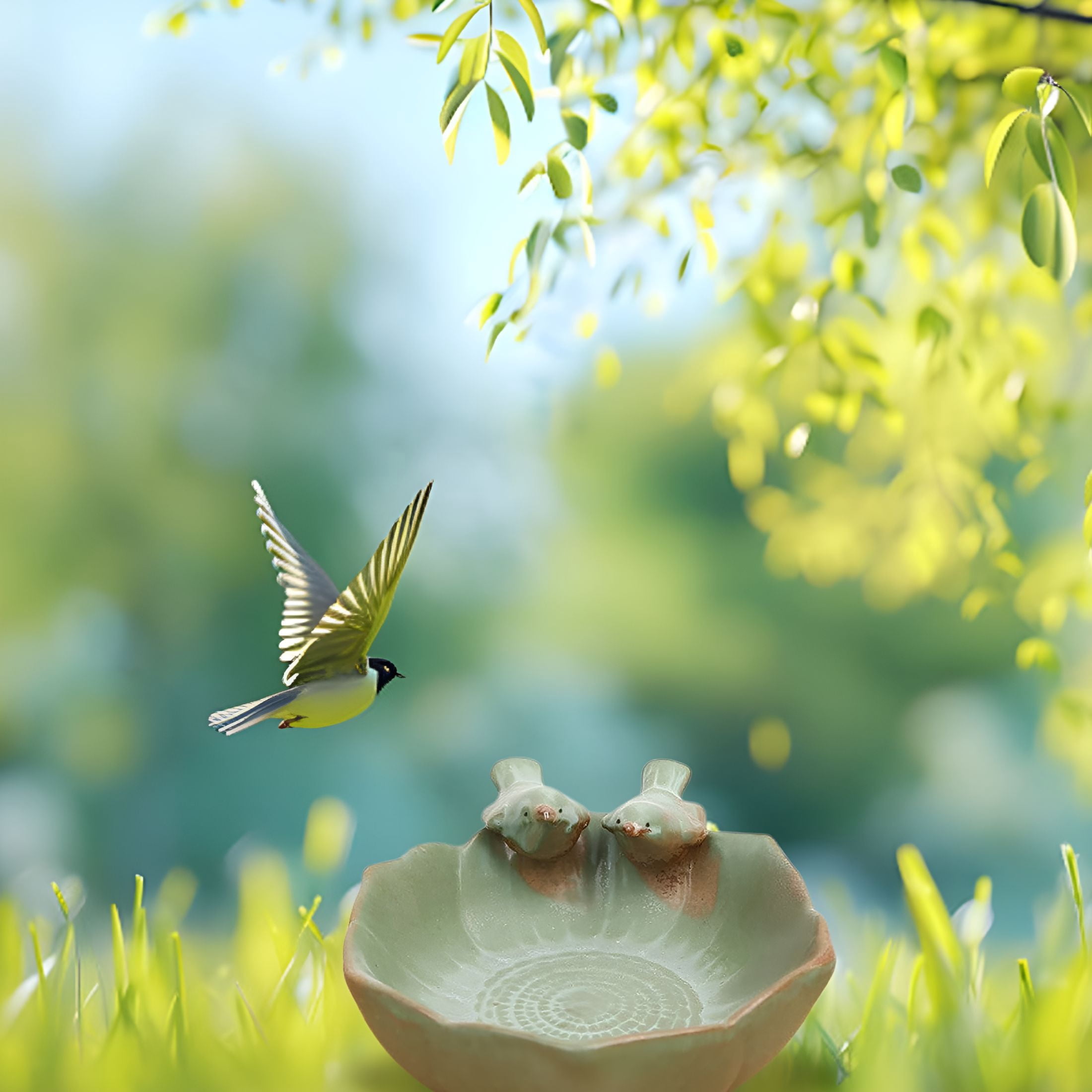 ACDANC Bird Bath For Outside On Ground Ceramic Birds Bath Bowl Handmade Ground Bird Feeders And Birdbath For Outdoors For Outdoors Garden Tabletop Balcony And 14x16x7cm