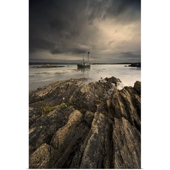 Great BIG Canvas | "Boat with Storm Clouds" Art Print - 32x48