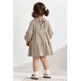 thumbnail image 6 of Happy Town Toddler Baby Girls Dress 6M-4T Fall Winter Long Sleeve Dress Lantern Solid Color Girls Clothes, 6 of 9