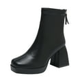 thumbnail image 1 of NECHOLOGY Botas Mujer Adulto Femenino Zapatos Botines para mujer Botines gruesos de tacón con punta cuadrada y cremallera trasera de cuero de color sólido a la para mujer (Black, 8), 1 of 7