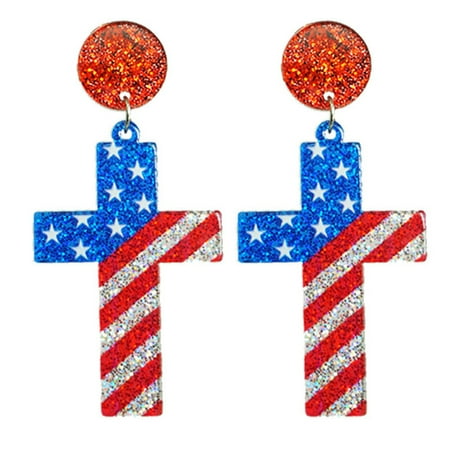 

2024 Home Shine Holiday Celebration Party Patriotic Powder Earrings Let You Be The Night s Most Dazzling! （5.7X3cm）