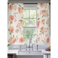 thumbnail image 2 of Pink Flower Sheer Curtains 2 Panels Set Peach Green Leaf Vintage Linen Fruit Abstract Sheer Window Curtains Light Filtering Rod Pocket Voile Drapes for Bedroom Living Room 52"x63", 2 of 9