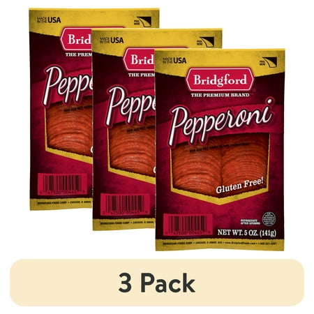 (3 pack) Bridgford Gluten-Free Original Pepperoni – 5oz Sliced Resealable Bag Fully Cooked