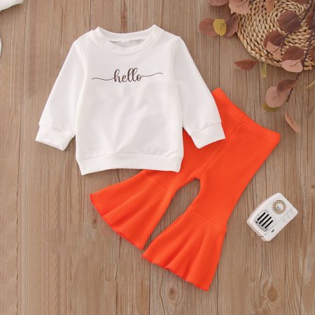 

MANHUJI Kids Outfit Soft Cotton Warm Crewneck Long Sleeve Round Neck Letter Halloween Sweatshirt Set for Boys or Girls Girls Size 5 Clothes Girl Clothes Size 6 Girl Clothes Size 7-8 (White 110)