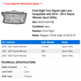 thumbnail image 2 of Front Right Turn Signal Light Lens - Compatible with 2010 - 2013 Toyota 4Runner Sport Utility 2011 2012, 2 of 2