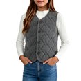 thumbnail image 2 of StSilkitty Boys Girls Puffer Vest Sleeveless V Neck Button down Quilted Jacket Vest Fall Winter School Uniform Coat, 2 of 5