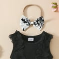 thumbnail image 4 of Sopiago Baby Girl Clothes Romper Dress Outfits for Girls Lace Ruffle Sleeveless Toddler Girl Summer Outfits with Headband (Black,0-3 Months), 4 of 5