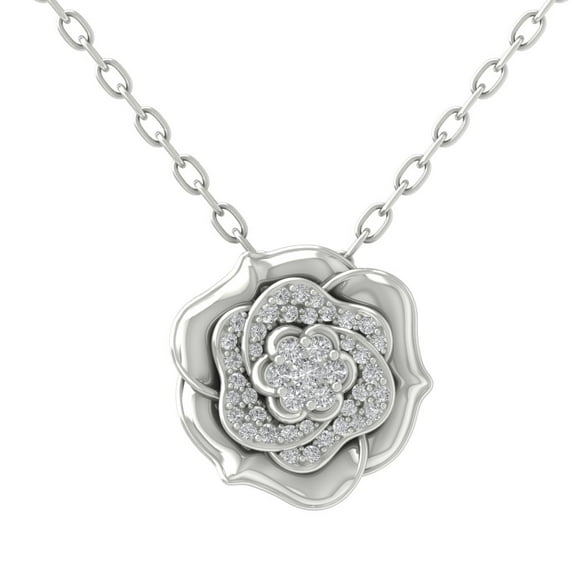 Araiya Sterling Silver Round Diamond Flower Pendant Necklace (1/2 cttw, I-J Color, I2-I3 Clarity), 18"