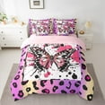 thumbnail image 2 of Manfei Chic Moth Butterfly 7 Pieces Bedding Comforter Set,Purple Leopard Print Full Bedding Set,Pink Splatter Ink Fitted Sheet Flat Sheet For Girl Kids,Ultra Soft Home Decor Reversible, 2 of 8