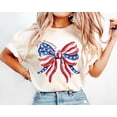 thumbnail image 2 of VibeNest Studio Unisex 250th Anniversary American Flag Bow Coquette Patriotic 4th of July Garment Dyed Graphic T-Shirt, 2 of 9