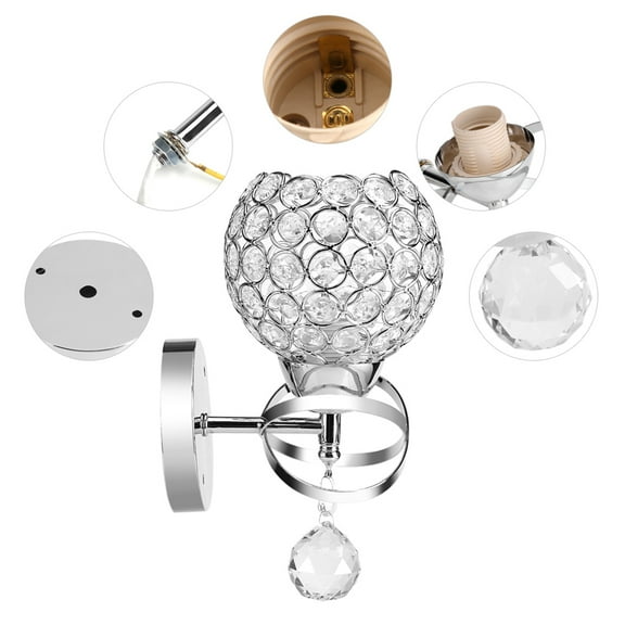 Shimmering Crystal Wall Light, Silver Finish, Fits E27 Bulb, Ideal For Stairways Hotel Decor