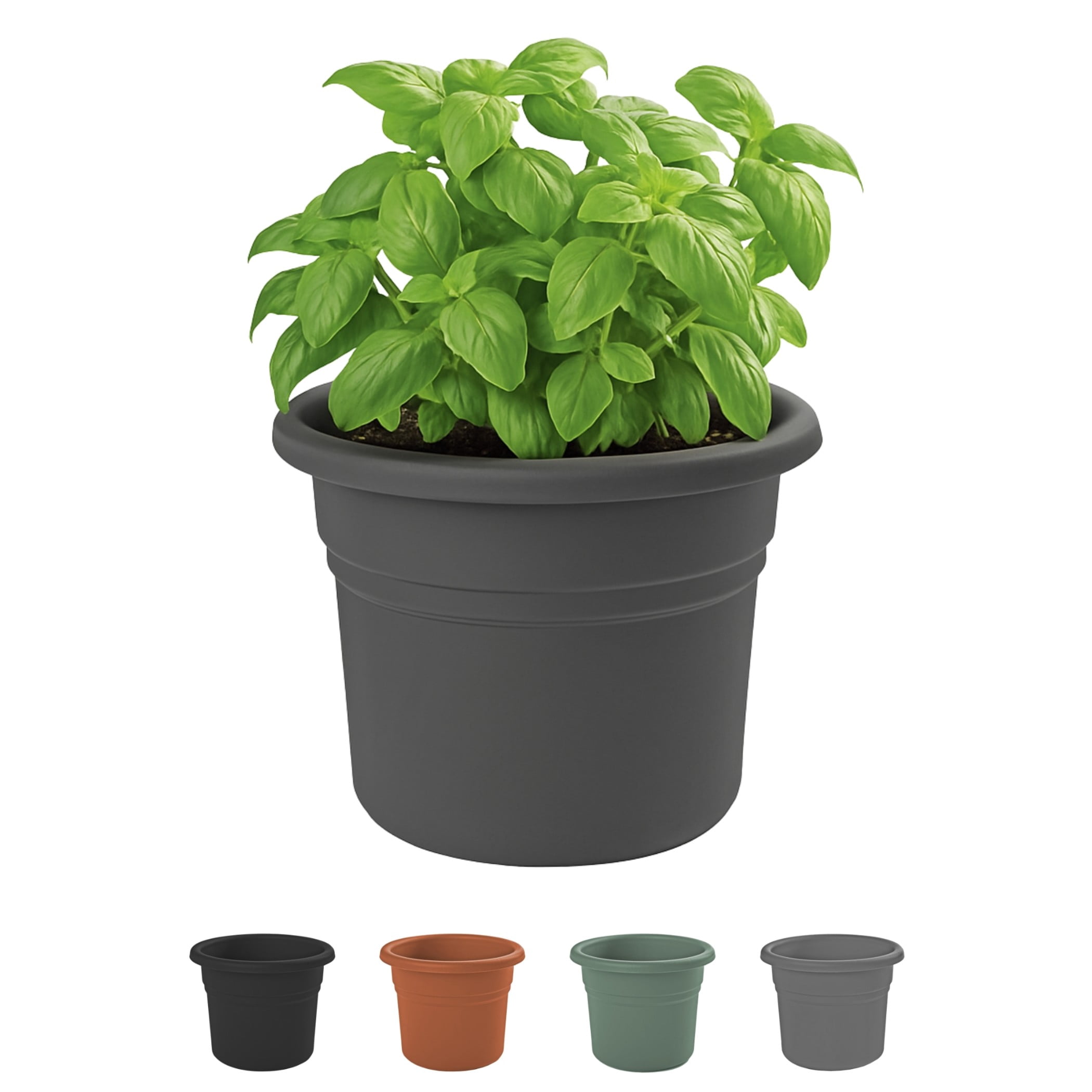 Bloem Posy 16" Round Plastic Planter, UV-Resistant Indoor/Outdoor Pot, Charcoal