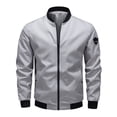 thumbnail image 4 of Cmfcve Men's Zip up Bomber Jacket Ribbed Collar Lightweight Long Sleeve Jacket Fall Fashion Baseball Coat Outerwear with Pockets, 4 of 9