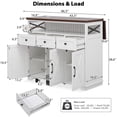 thumbnail image 2 of Harper & Bright Designs Farmhouse Kitchen Island with Drop Leaf and Wheels, Kitchen Storage Cart with Drawers and Internal Iron Shelf, Rolling Kitchen Island with Power Outlet, White, 2 of 17