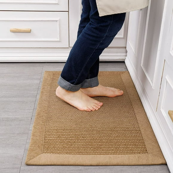 LUFEIJIASHI Large Kitchen Rugs and mats Non Slip Washable Kitchen Runner Rug Absorbent Farmhouse Style Kitchen Floor mats for in Front of Sink (Light Coffee, 20X70)