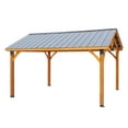 thumbnail image 3 of AECOJOY Wooden Gazebo 14.5x11ft for Outdoor BBQ Grill and Relaxation, Sturdy Brown Permanent Pavilion for Patios, Gardens, and Lawns, 3 of 8