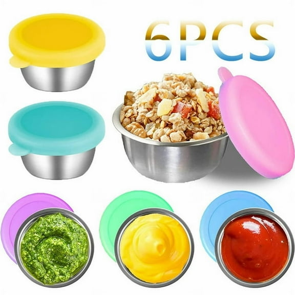 NANDIYNZHI Clearance 6 Sets Of Sauce Bowls 6Set Of Covered Container Sealed To Hot Pot Dipping Bowl Small Cup Household Items Reusable Stainless Food Container Sauce Cup Sky Blue
