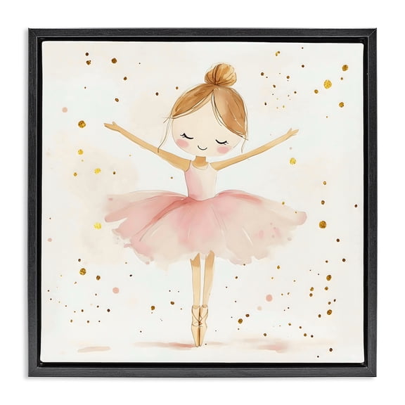 Stupell Industries Ballerina On Her Toes Black Framed Floater Canvas Wall Art, design by Creative Studio