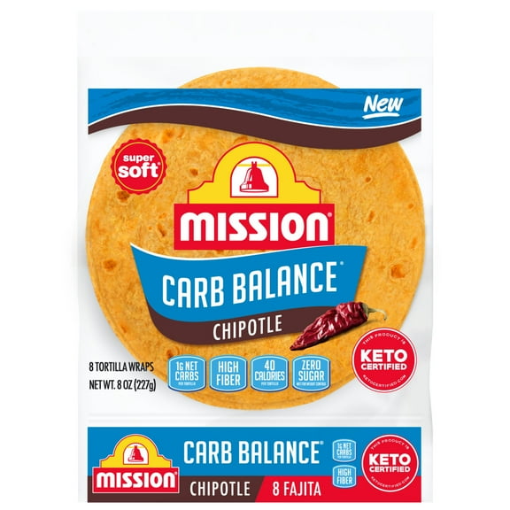 Mission Carb Balance Chipotle Flour Tortillas, Fajita Size, 8 Count