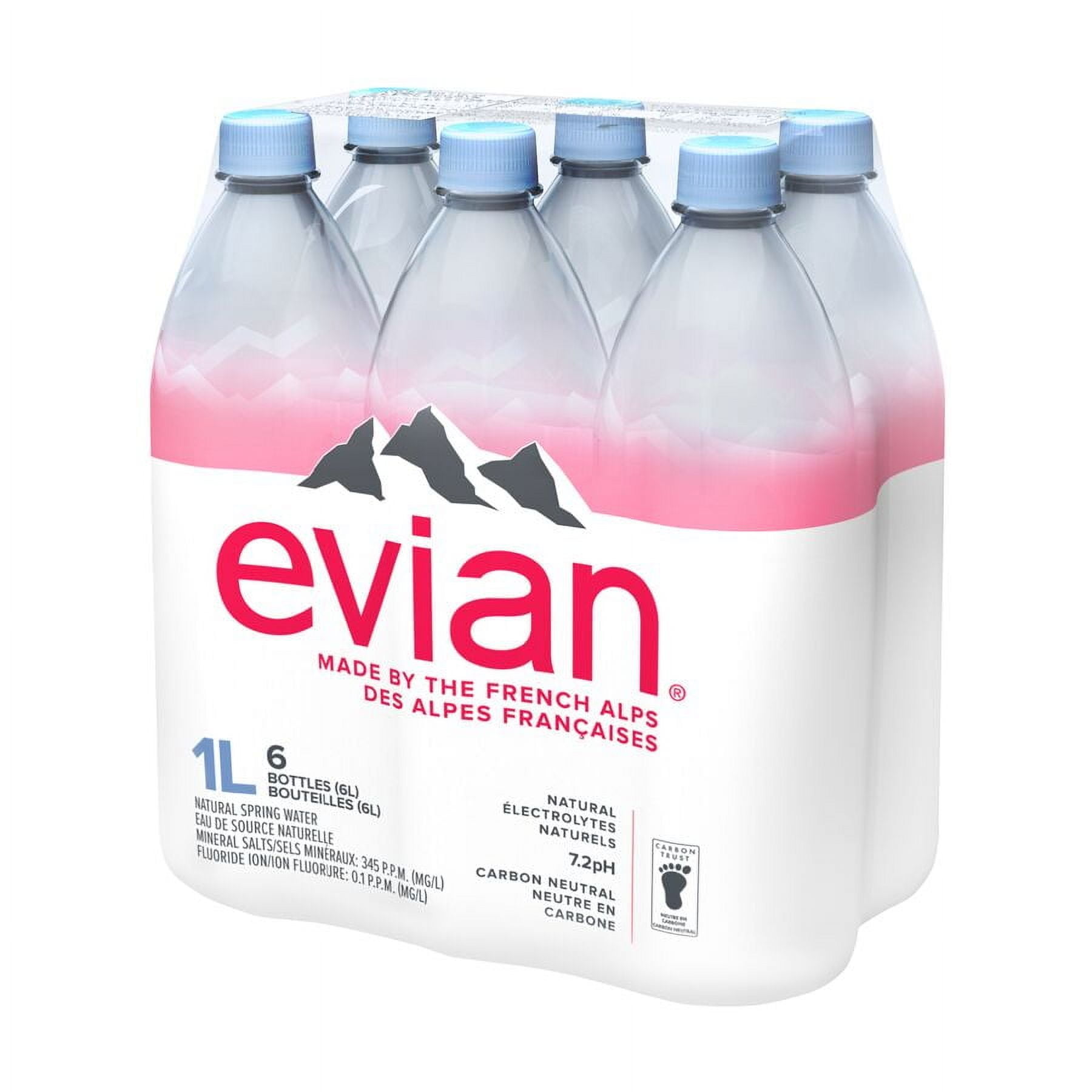 evian natural spring water 6 x 1 L, Bottles, 6 x 1L